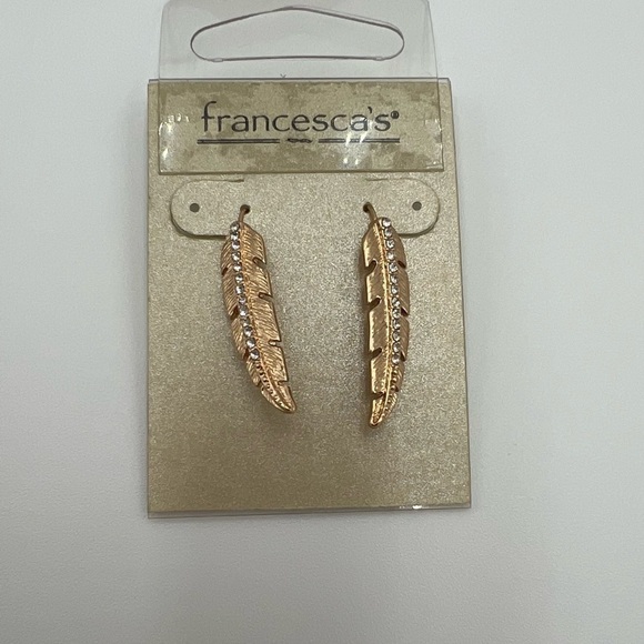 Francesca's Rhinestone Drop Leaf Earring - Picture 4 of 4